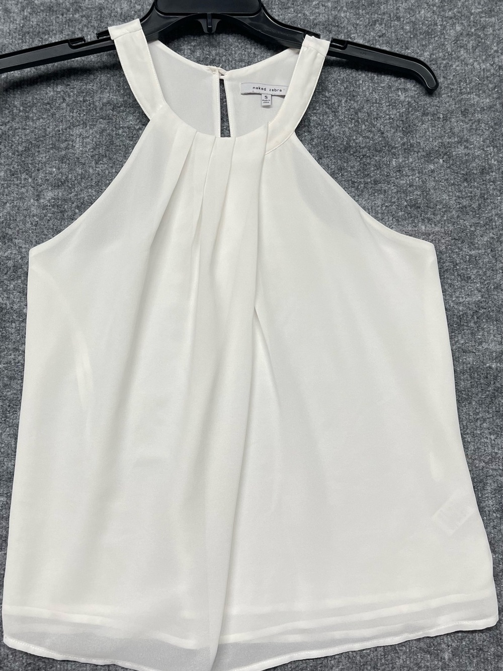 Halogen White Halter Neck Pleated Shell Top Size S
